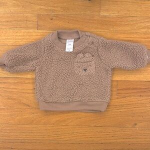 Carter’s Cozy Brown Teddy Bear infant Baby Sweater 3 months GUC